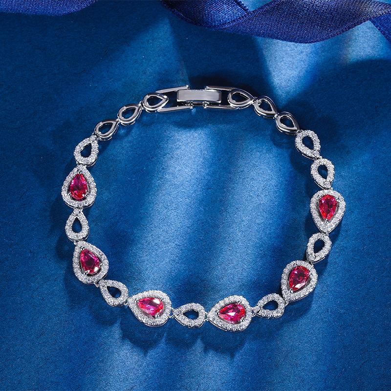 Autumn And Winter Jewelry Retro Simulation Corundum Light Luxury Full Diamond Bracelet Retro Main Stone 4 * 6