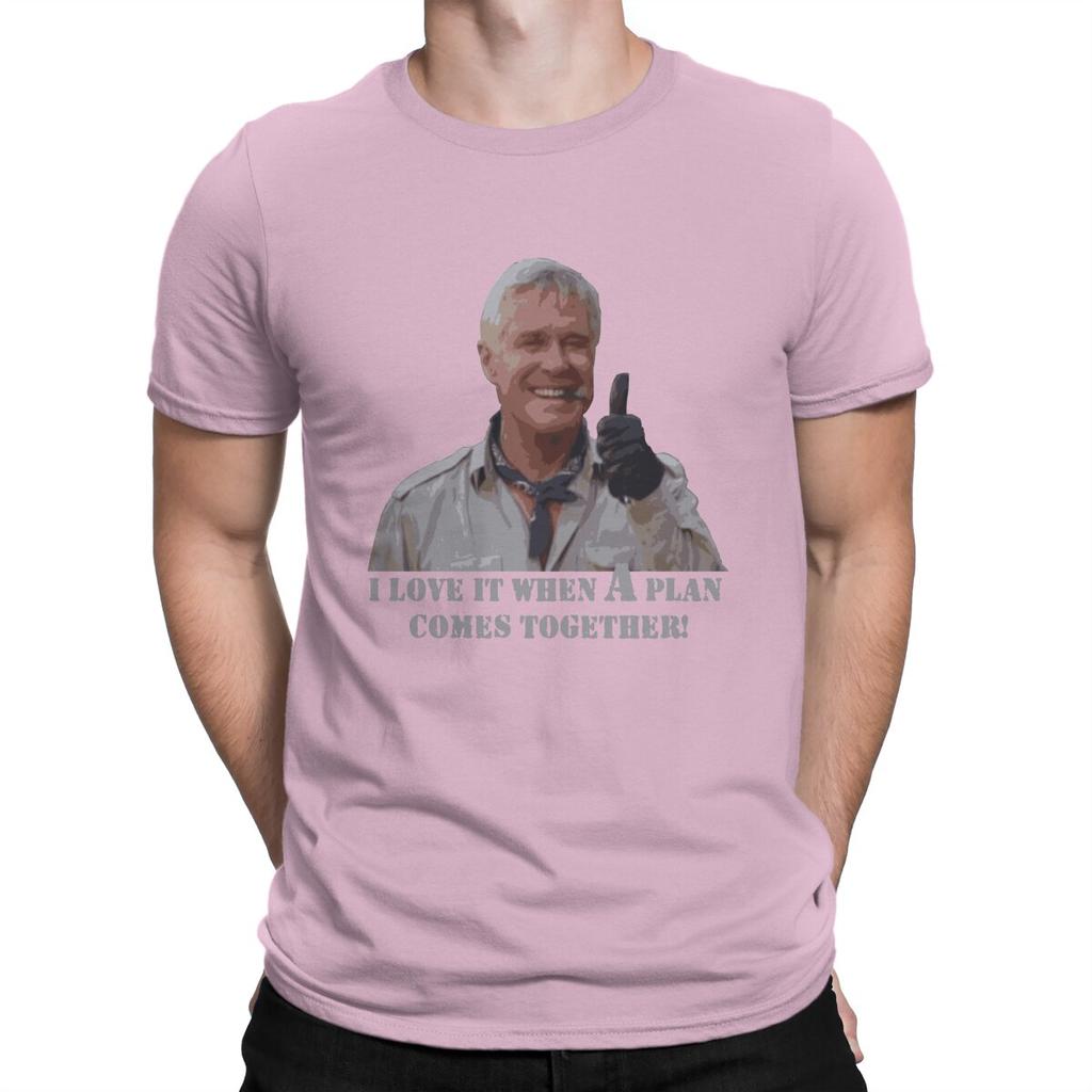 Men Hannibal Smith Old School T Shirts The A-Team Cotton Tops Funny Short Sleeve Round Neck Tees Graphic T-Shirts