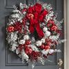 Christmas Vine Hanging Garland Decorative Flocked Wreath for Front Door