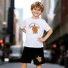 Boys 2 Piece Sea Turtle Protection Themed Printed Outfit, Short Sleeve T-Shirt and Shorts Set for Kids Age 5-14,  White Sporty Casual Summer Clothes