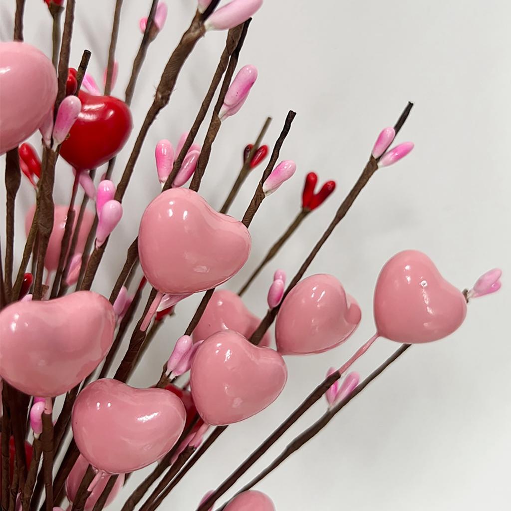 6 Stück Künstliche Herzbeeren Picks Valentinstagsfeiertag Dekorative Herzbeeren Stiele Zweige für