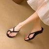 Beautiful slope heel flip-flops for women in summer wear new high-end seaside beach toe cold slippers