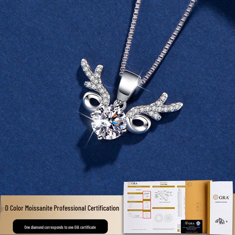 

S925 Sterling Silver Moissanite I Have You All the Way Necklace with 1-Carat Pendant, Women s Christmas Collection 925 Sterling Silver