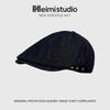 Vintage Navy Blue Denim Forward Hat Women's Cap with Top Buckle Niche Newsboy Hat Painter Hat