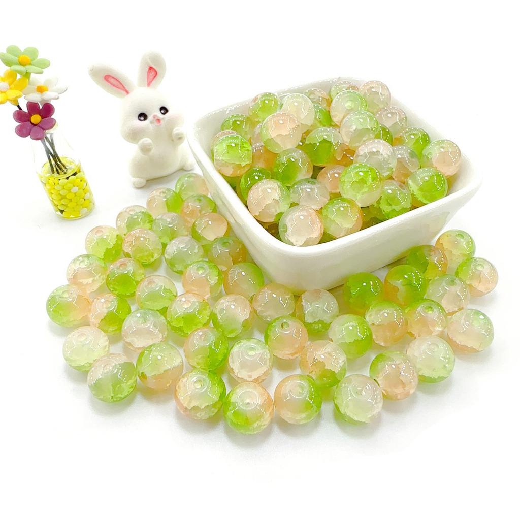 10mm Crackle Glass Round Beads, Loose Spacer Beads DIY Accessories for Bracelet Making 50pcs