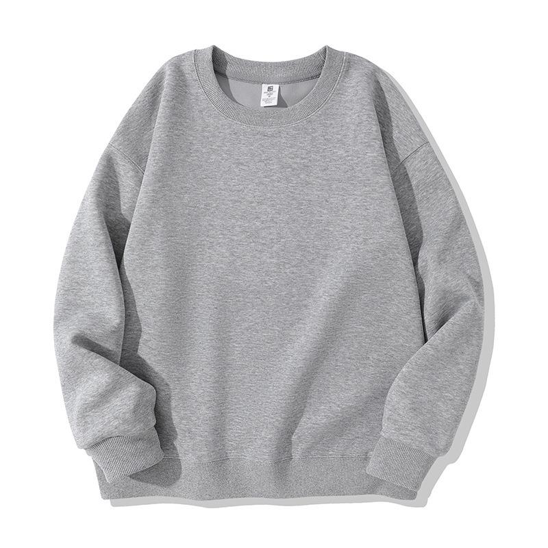 Solid Color Loose Crew Neck Long Sleeve Fleece Hoodless Casual Mens Sweatshirt