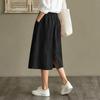 Women's Casual Vintage Loose Fit Midi Skirt with Pockets Elastic Waistband Button Front Design Comfortable Everyday Wear