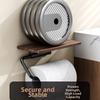 Wall Mounted Storage Organizer Rack Walnut Wood Grain Paper Towel Holder  Bathroom Toilet