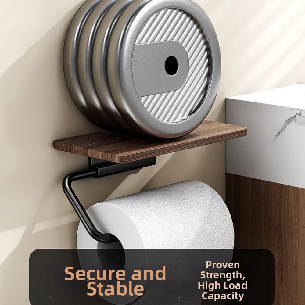 Wall Mounted Storage Organizer Rack Walnut Wood Grain Paper Towel Holder Bathroom Toilet