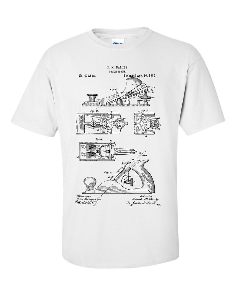 Bench Plane Carpenter TShirt Patent Technical Drawing Woodworking Shirt 2XL