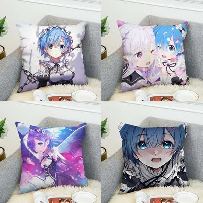 ReZero Rem Pillow Case For Car Sofa Decorative Home Doublesided Print Plush Square Throw Pillow Cushion Cover