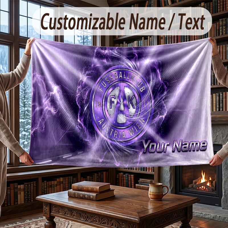 Custom Name Flannel Throw Blanket Austria Wien FC Pattern Warm Home Decoration