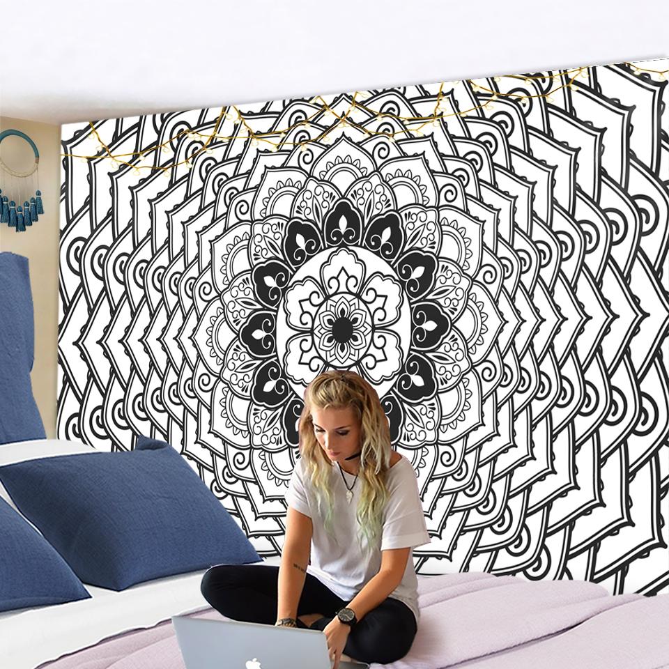 Tapeçaria mandala boho grande tapeçaria de parede tapeçaria hippie de poliéster tapeçaria boêmia tapete de ioga tapete decoração de dormitório universitário