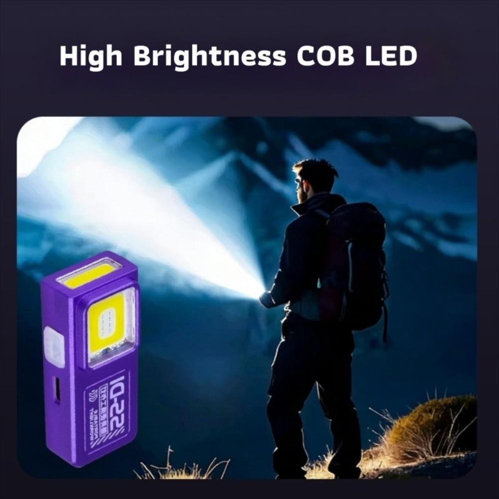USB Rechargeable Mini COB LED Flashlight Bottom Magnetic Clip-On Handheld Work Light Powerful with COB Emergency Light