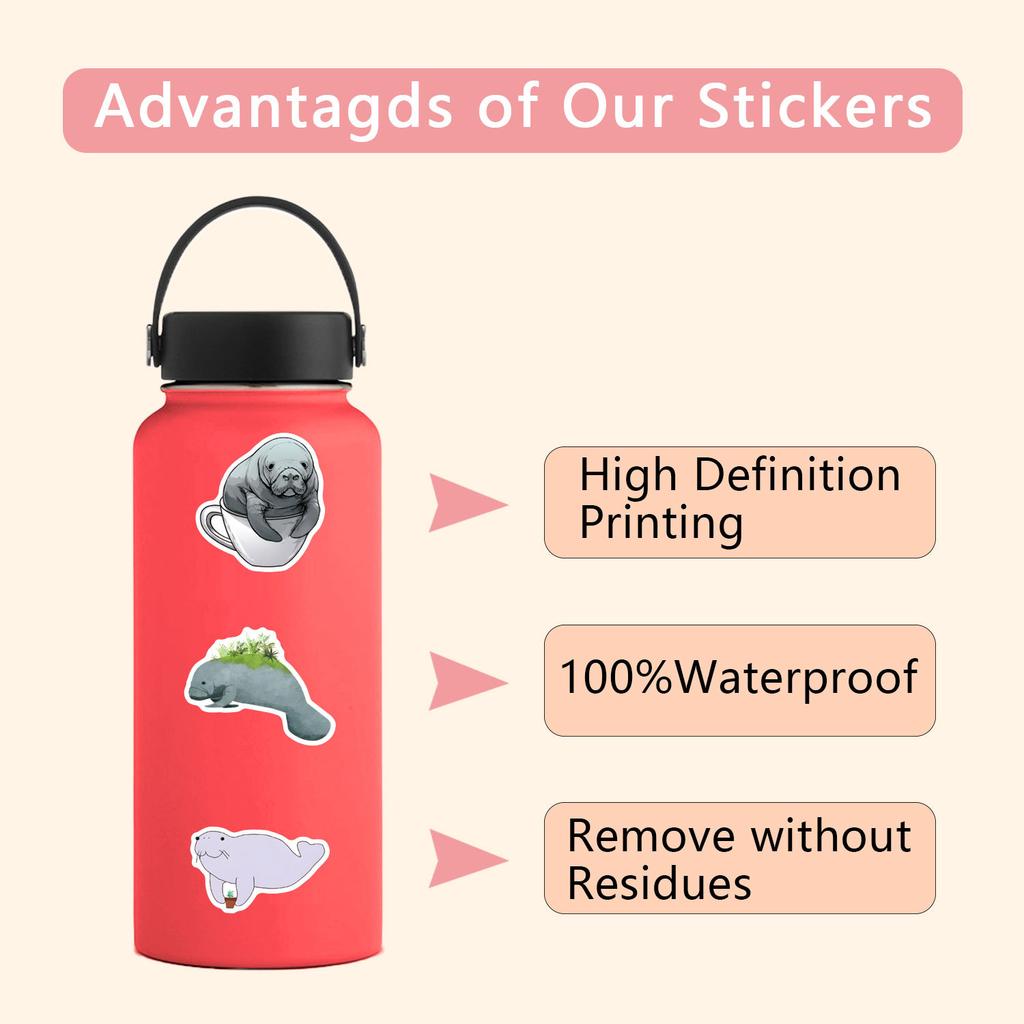 55 New Manatee Manatee Graffiti Stickers Decorate Notebook Suitcase Mobile Phone DIY Stickers