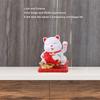 Solar Powered Lucky Cat Waving Hand Beckoning Fortune Cat Figurines for Car Dashboard/Home Decor