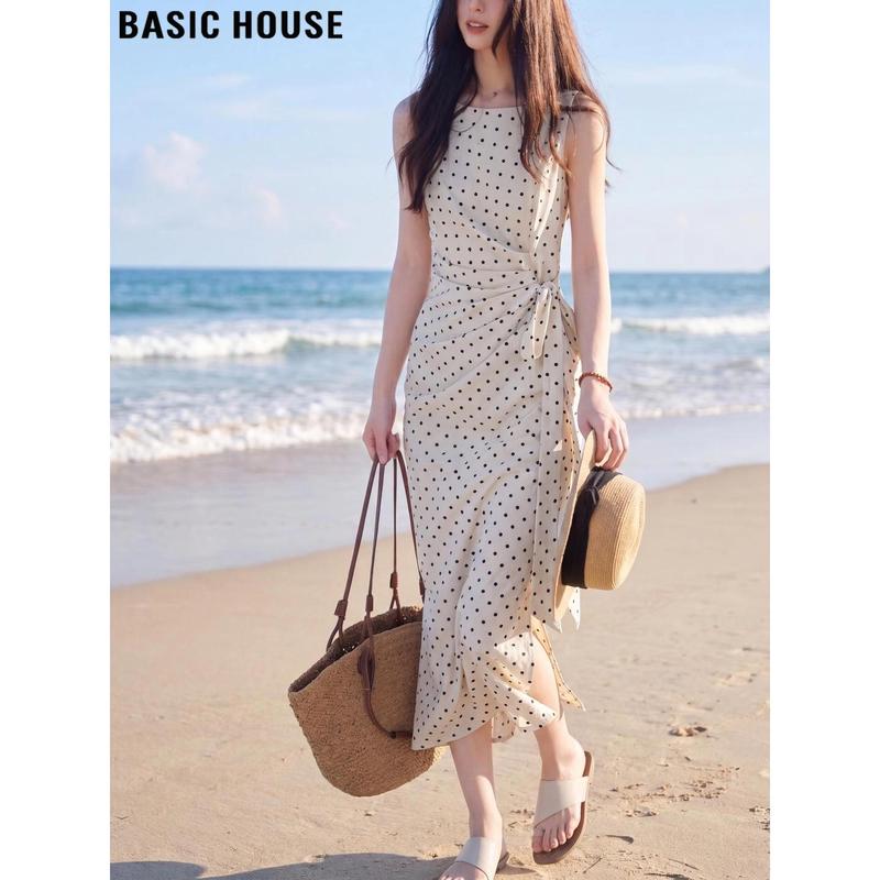 Basic House French Polka Dot Linen Camisole Dress L абрикосовый