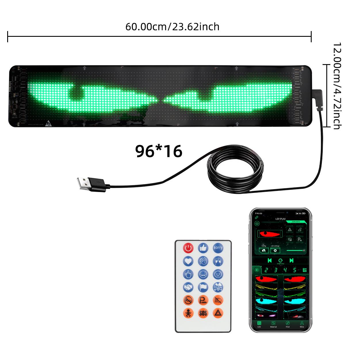 

Светодиодный мягкий экран для автомобиля - USB гибкий Bluetooth дисплей с полноцветным изображением и глазом дьявола для Windows