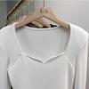 Autumn Winter Sanding Long Sleeve T Shirt Women's Plush Square Neck Short Warm Matte Autumn Clothing