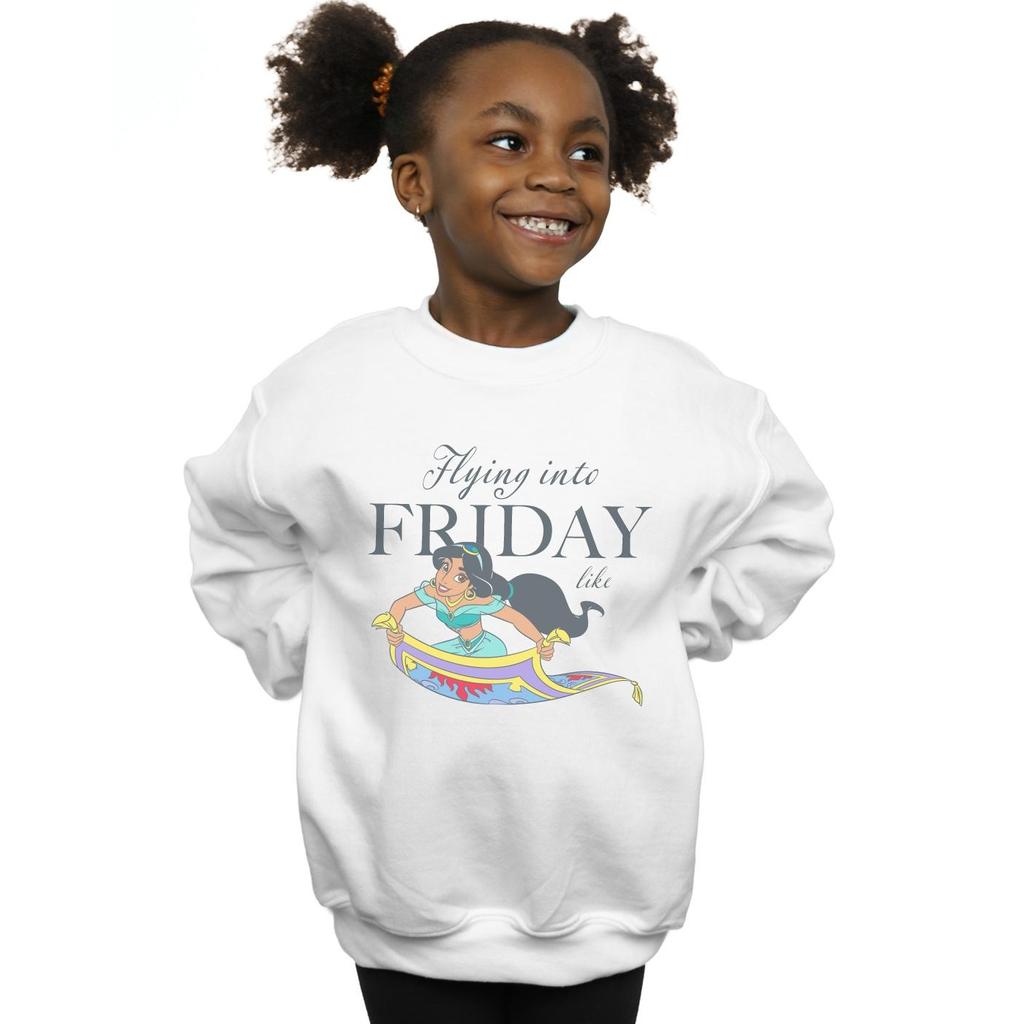 Disney Girls Princess Jasmine Flying Into Friday Like Sweatshirt