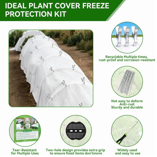 Yousheng Plant Cover Freeze Protection Kit Thickened Frost Cloth Blanket Reusable Garden Bed Covers for Winter Greenhouse Tunnel Snow Pest Protection