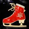 Christmas Classic Enamel Shoe Brooches for Women Unisex Rhinestone Decoration Pin Event Party New Year Gifts Jewelry Accessories