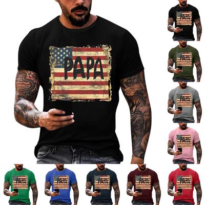 Men's Loose Fit Short Sleeve T-Shirt with Patriotic Flag Print Casual Summer Daily Wear Comfortable Lightweight Top