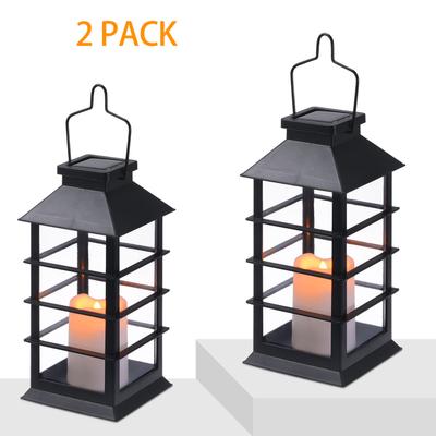 2pcs Solar Lantern Lights with LEDs Flameless Candle Outdoor Garden Hanging Lanterns Decorative For Table Backyard Party