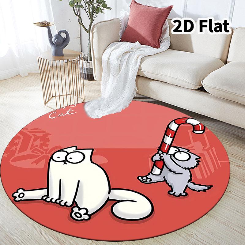 Simon'S Cat Round Area Rug Carpet Rug For Living Room Bedroom Sofa Playroom Decor Nonslip Floor Mat