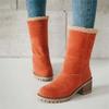 New Low-top Boots with Fleece, Large-sized, Thick-heeled Student Casual Flat Women's Boots and Shoes