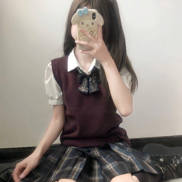 

Вязаный пуловер жилет в стиле японской академии для девочек, школьная форма Large