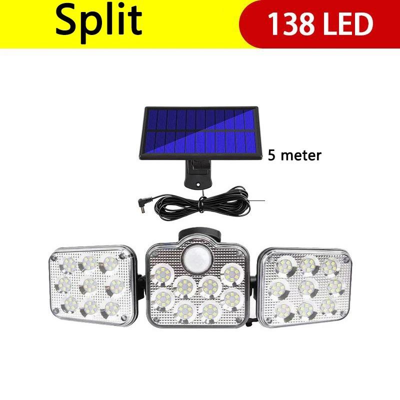 3‑Head Solar Outdoor Wall Light, Motion Sensor Security Light, 270° Wide‑Angle Illumination Waterproof Lamp for Garden, Garage, Yard