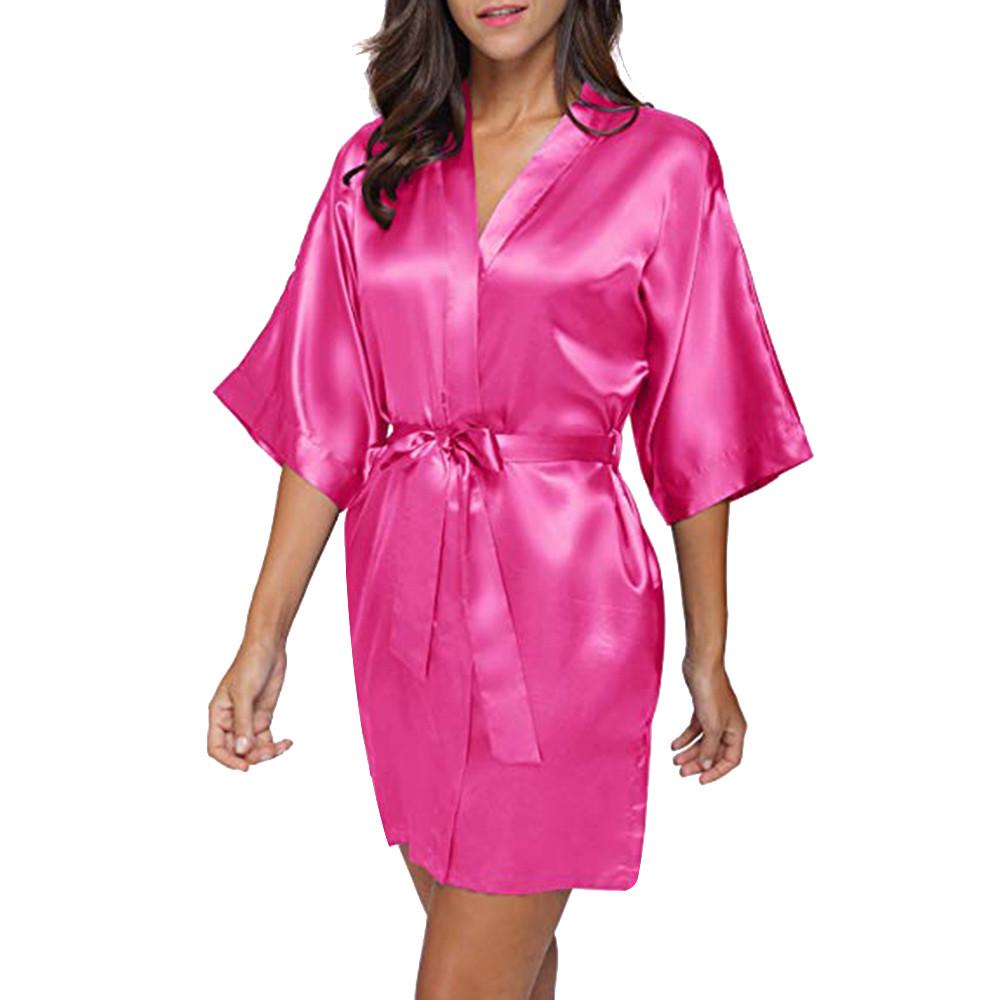 Buy Women's Casual Solid 1/2 Sleeved VNeck Bandage Satin Sleepwear