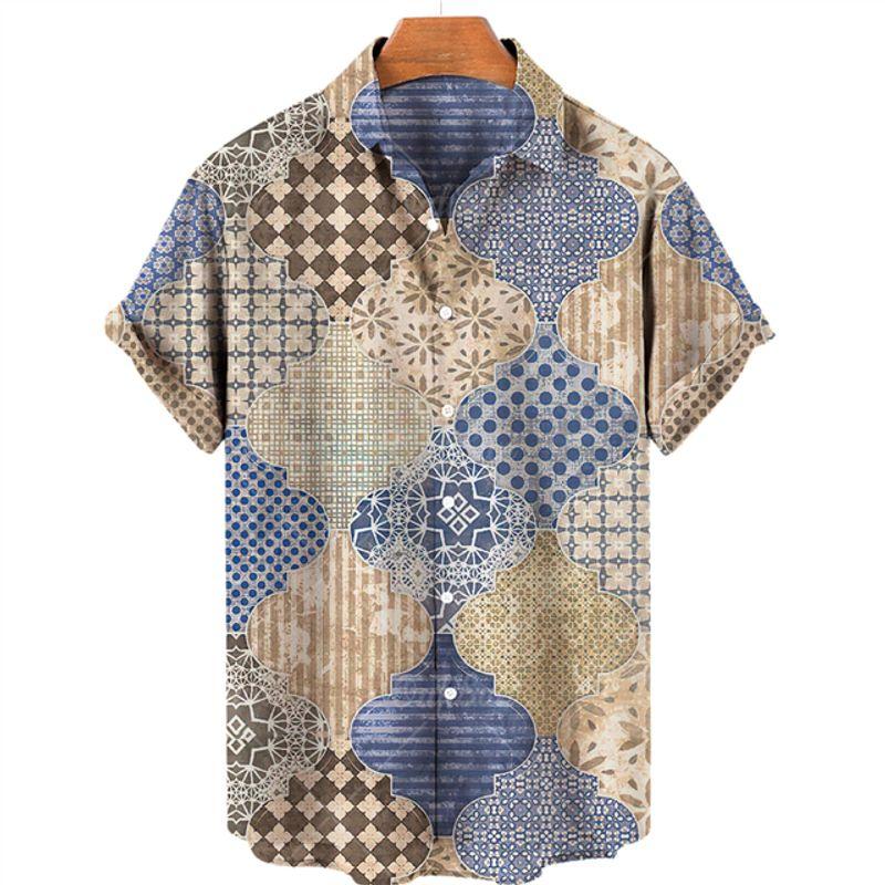 

Printed Shirts Single-Brewed Shirt Tops Print Single-Breasted Shirt Tops ZL-3033 European size 3XL