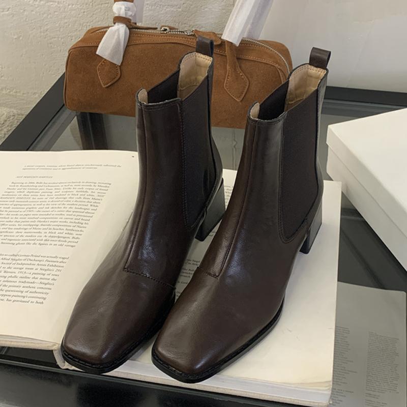 Eilyken Spring Autumn Fashion Stretch Fabric Women Ankle Boots Punk Square Toe Low Heels Shoes Botas  De Mujer