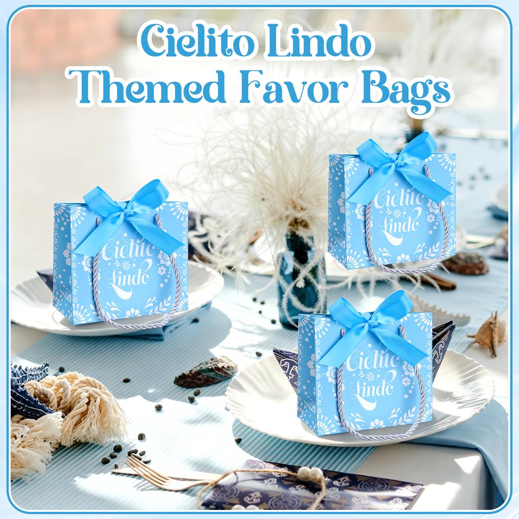 Fionupi 36 Pcs Mini Cielito Lindo Baby Shower Gifts Bags With Handles Pink Cielito Lindo Party Candy Treat Goodie Bags With Bow