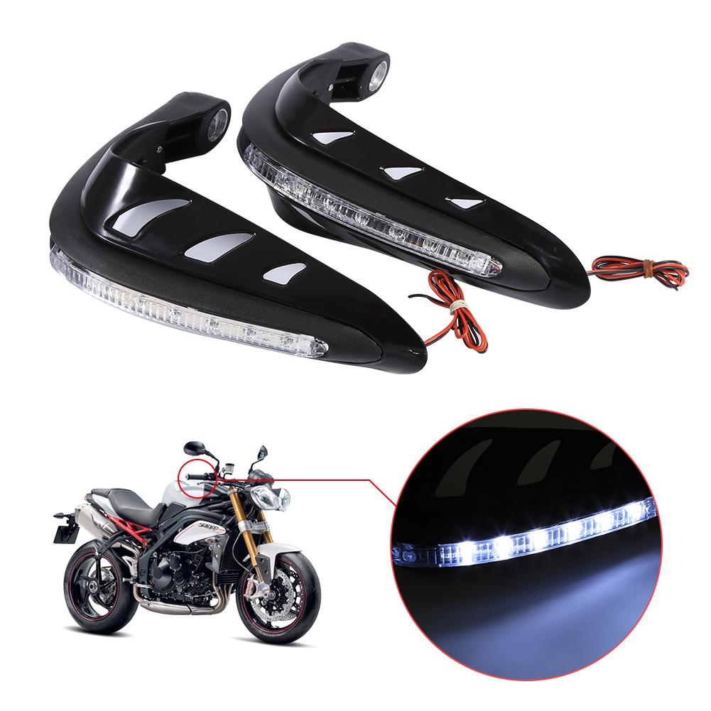 1 Pair   Handlebar Hand  or LED Light Motorcycle Hand Guards Black