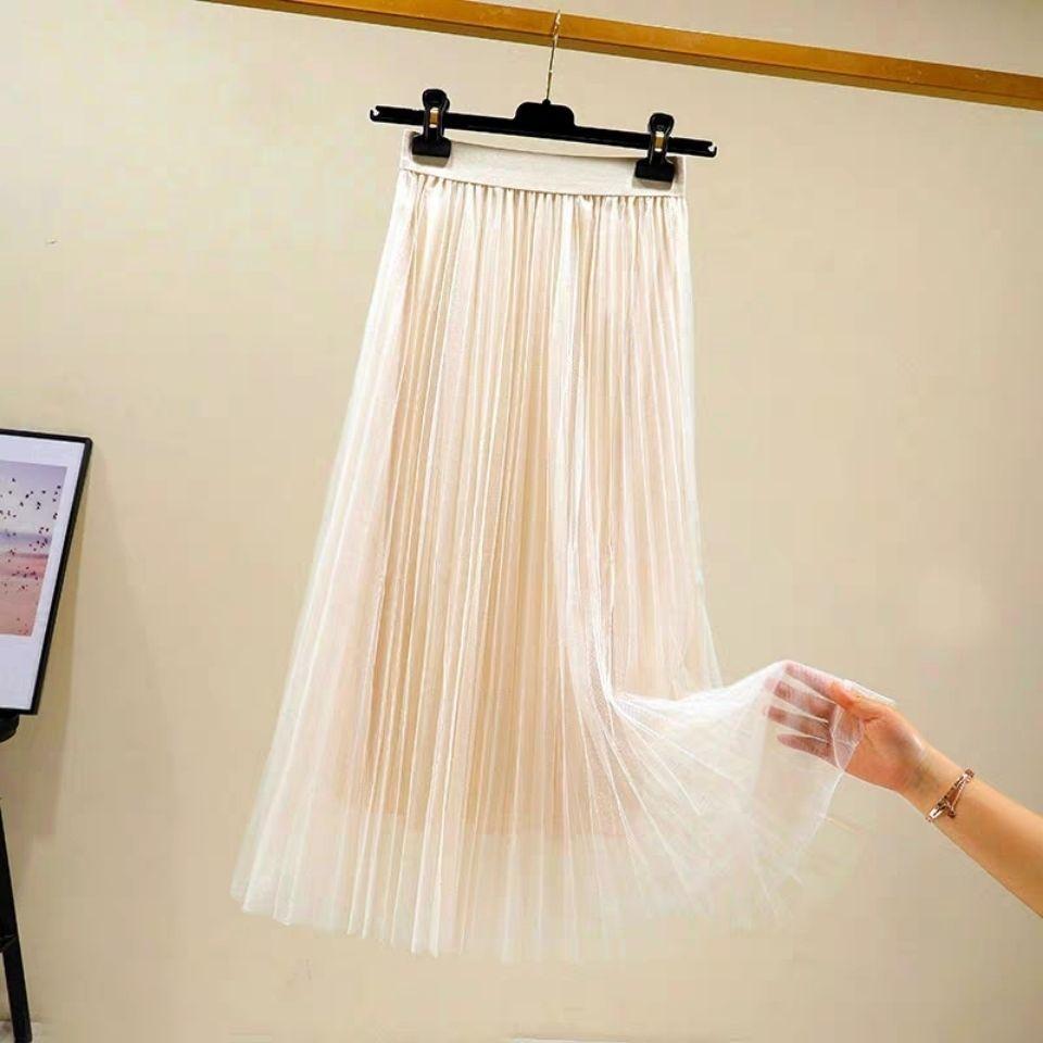 

Элегантная женская тюлевая юбка, корейская модная сетчатая белая трапециевидная женская плиссированная юбка, летняя шикарная черная вечерние с высокой талией S