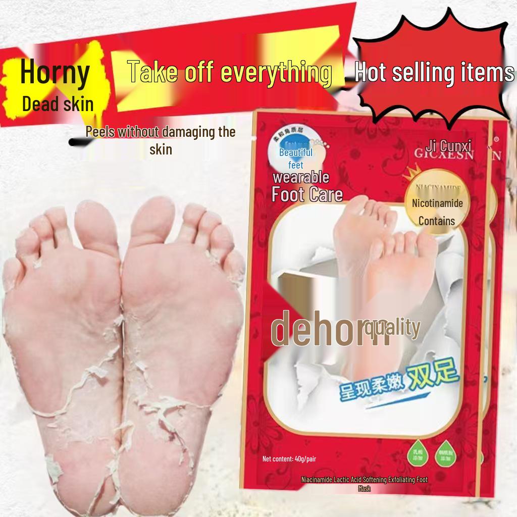 Ji Cunxi Niacinamide & Lactic Acid Exfoliating Foot Mask - Gentle Dead Skin Remover & Softener