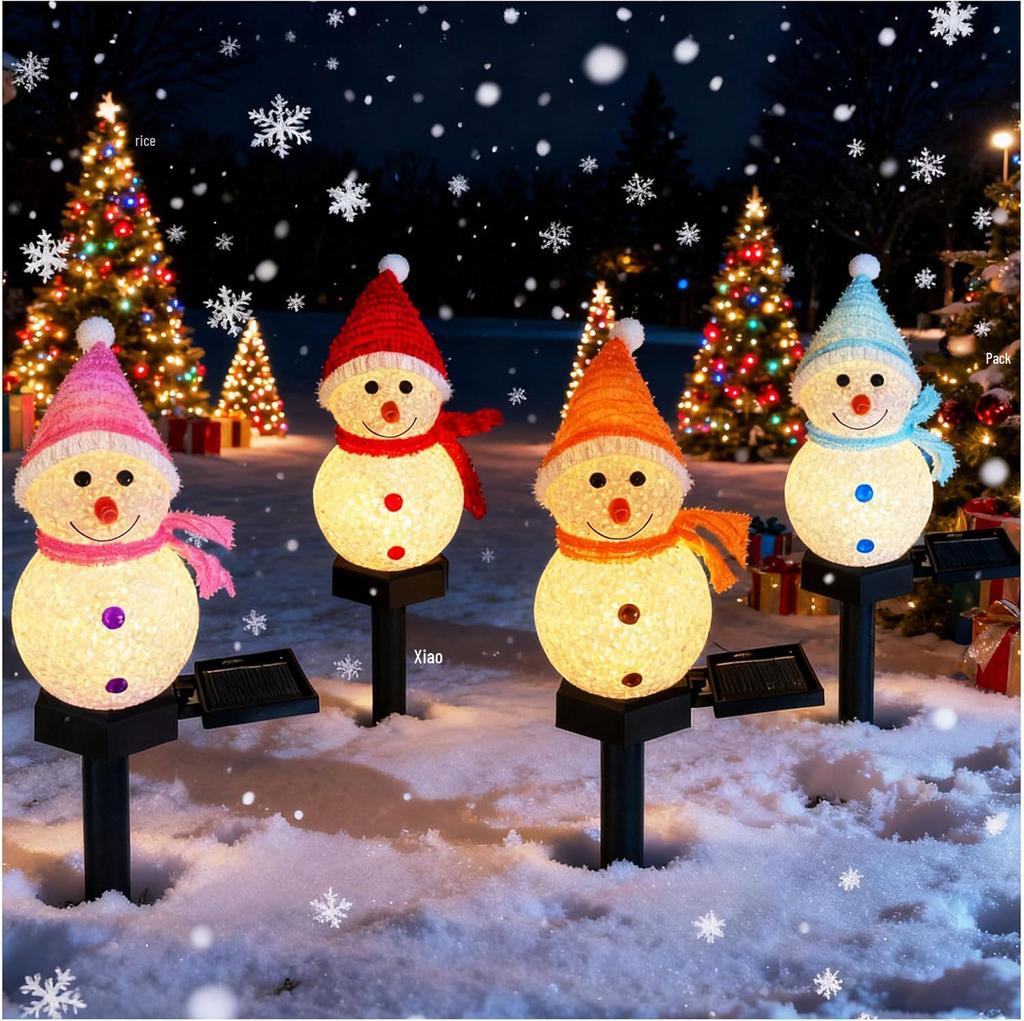 Solar Snowman Christmas Decoration Garden String Lights – Waterproof Outdoor Decorative Lighting