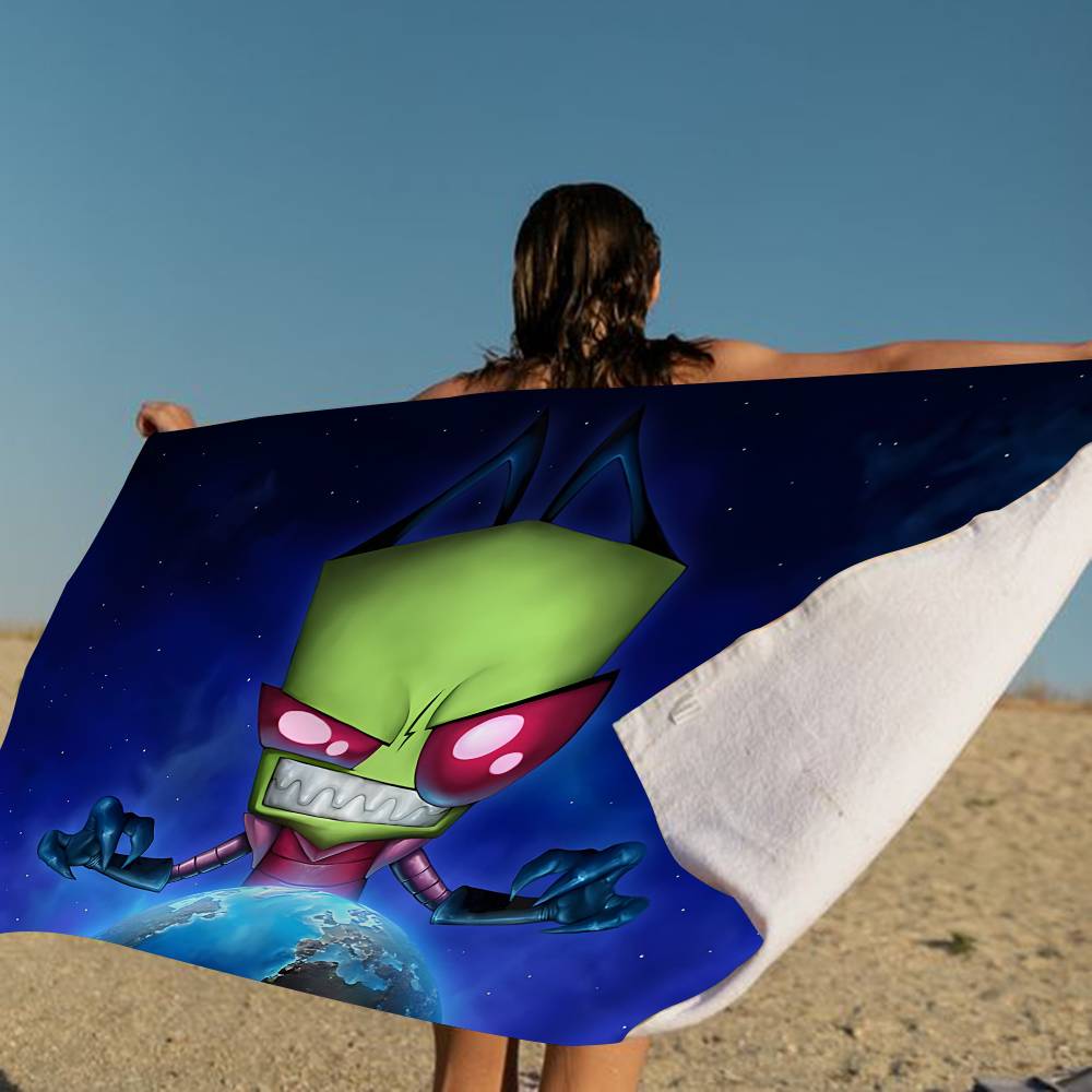 L-Invader Zim Cartoon Microfiber Beach Towel Absorbent Quick dry Soft Yoga Swimming Resort Mountain Climbing Towel