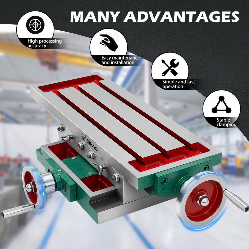 SIHAO Bench Drill Upgrade Machining Parts, 2 Axis 4 Directions XY Compound Worktable in 17.7*6.7in Size
