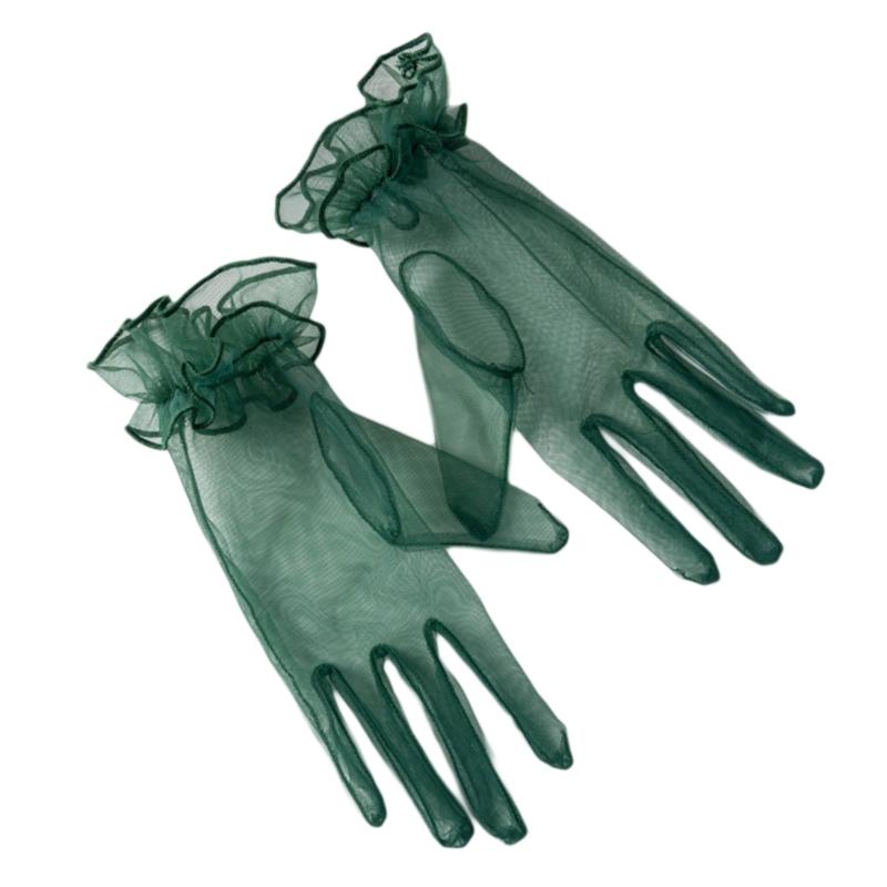 Stylish Short Gloves Full Finger Gloves Wrist Length Short Gloves Tulle Gloves Party Gloves for Prom Party Tea Parties