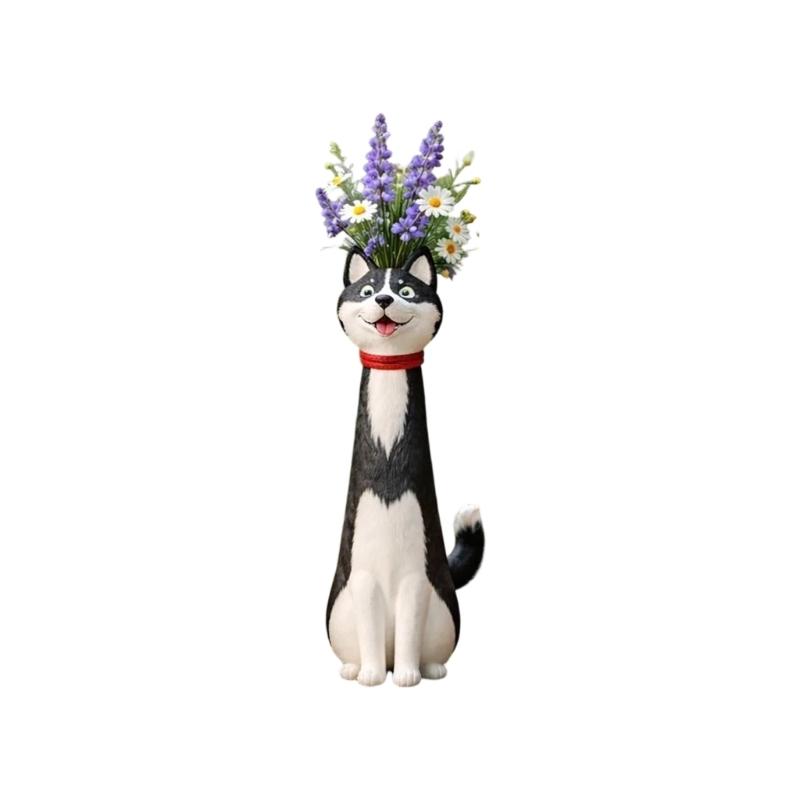 Wacky Dog Vases Funny Flower Vases,Decorative Vases Resin Puppy Sculpture Ornament for Home Decors Housewarmings Gift
