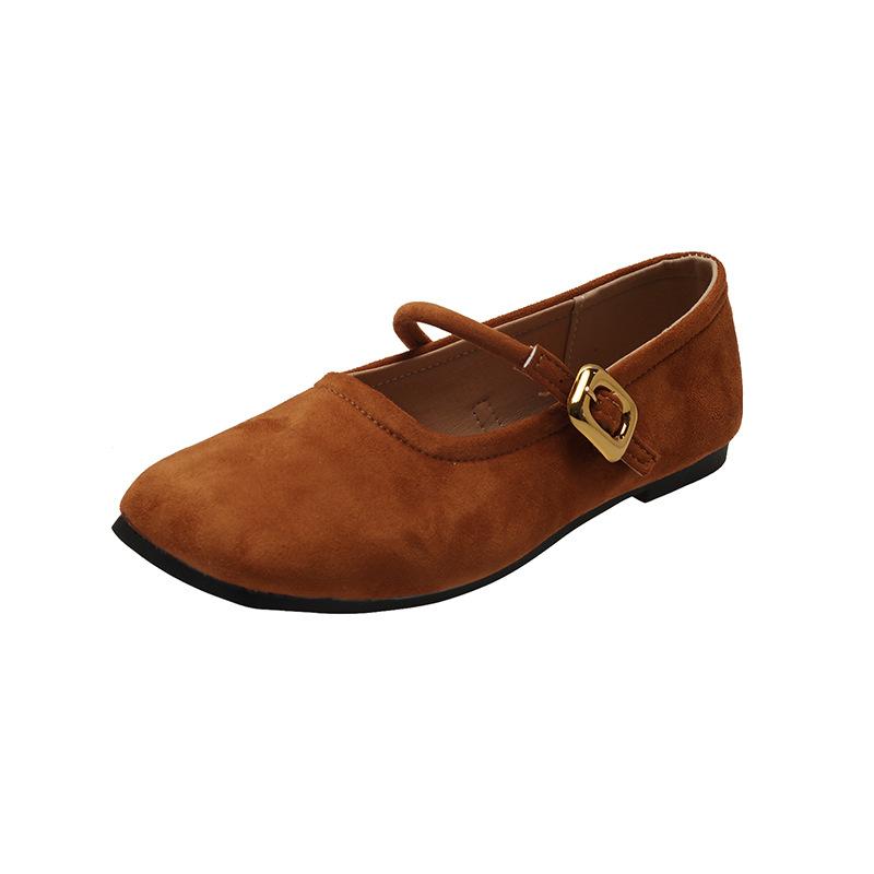 

Dopamine Fairy with Skirt Single Shoes Girl 2025 New Late Night Wind Gentle Suede Square Head Flat Bottom Ladle Shoes 40