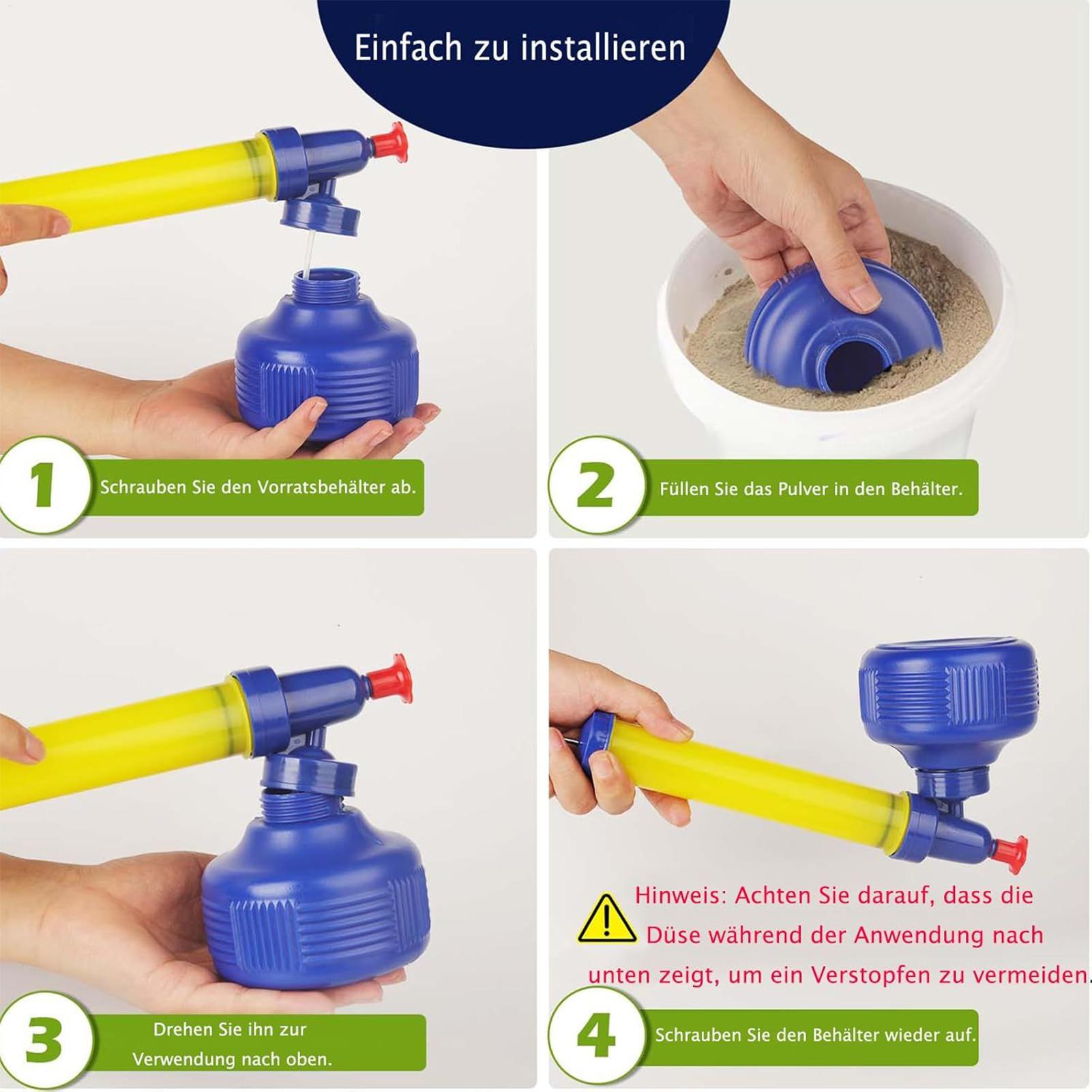 Diatomaceous Earth Powder Duster Kit - Garden Gnat & Pests Control for Chicken Coop, Livestock, Greenhouse, Nursery, Farm blu