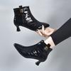 Kitten and Short Boots Women's Soft Leather Thin Heels Pointed Ankle Boots Women's Autumn and Winter Velvet Fashion Boots Women's Low Heels