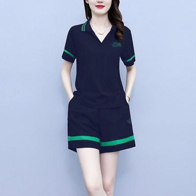 Sport- und Freizeitanzug aus reiner Baumwolle für Damen Neue Sommerbekleidung Koreanischer Stil Trendige Damenmode Zweiteiliges Set