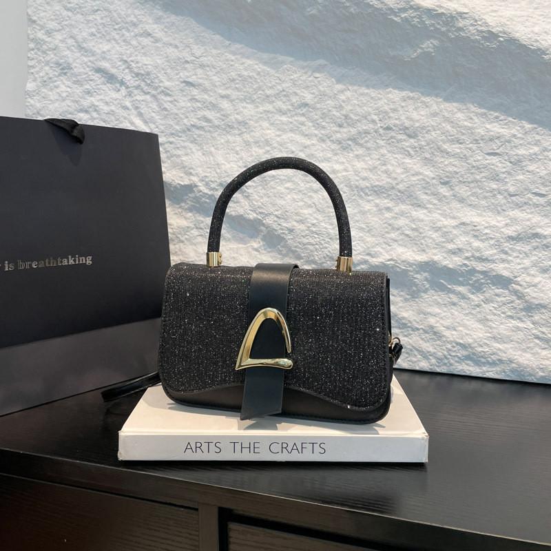 Small Square Bag Pu Leather With Stitching For Casual Daily Use чёрный
