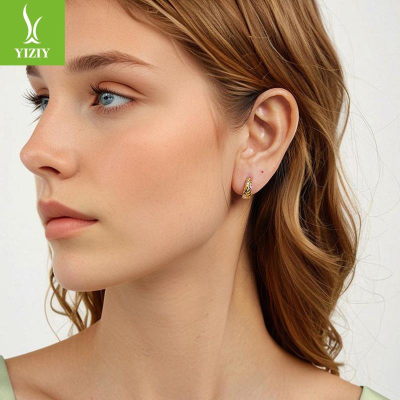 Twist Woven Ear Buckle Women'S Simple And Versatile Two-Color Electroplated S925 Sterling Silver Spot Earrings Earrings